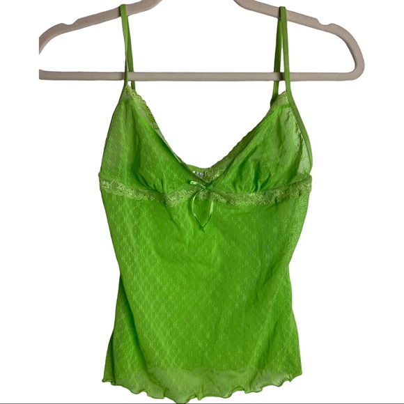 La SENZA Other - La Senza Vintage Y2K Sheer Floral Camisole Size Small Lime Neon Green